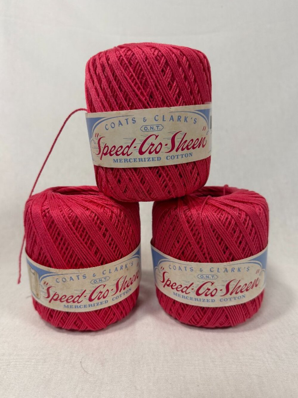 Coats & Clark's "Speed Cro Sheen" Cotton Crochet Thread 3 skein Watermelon Vtg